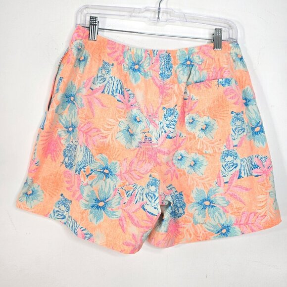 Chubbies Blue Orange Neon Floral 5" Inseam Swim Trunks Shorts - Picture 4 of 5